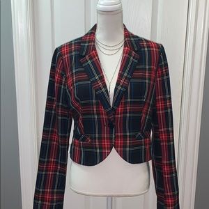Multi-color plaid blazer jacket